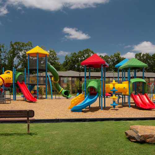 An onsite playground for children at Brookside Heights Apartments in Cumming, Georgia