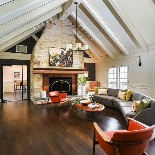 Clubhouse with a fireplace at The Addison, North Wales, Pennsylvania