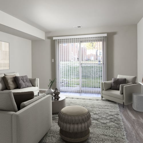 Model living room at Mariner's Pointe in Joppatowne, Maryland