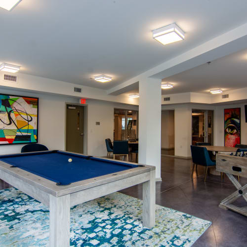 A billiards table in the community clubhouse at Innslake Place in Glen Allen, Virginia