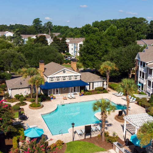 Aerial view of the swimming pool at Granby Crossing in Cayce, South Carolina