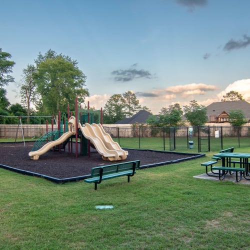 The on-site playground at Houston Lake Apartments in Kathleen, Georgia