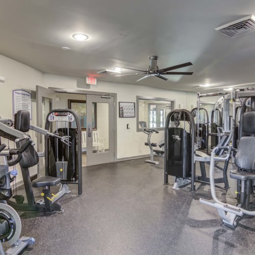 Interior of the fitness center at The Point at Beaufont in Richmond, Virginia