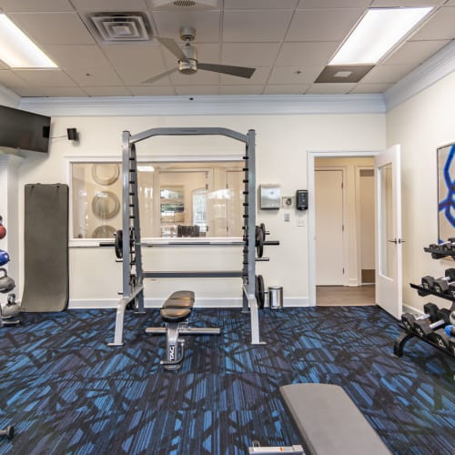 Fitness center equipment at The Belvedere in North Chesterfield, Virginia