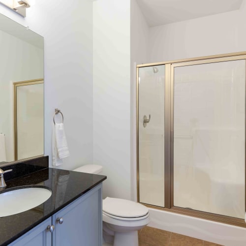 Bathroom with shower at Spring Water Apartments in Virginia Beach, Virginia