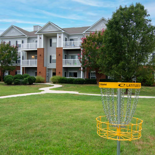 Disc golf basket at River Forest in Chester, Virginia