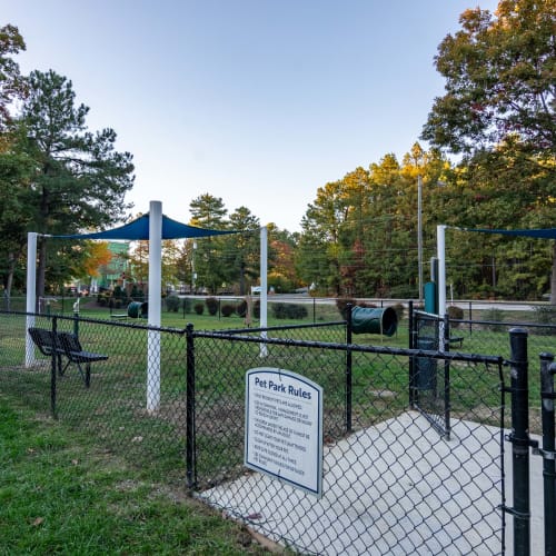The gated dog park at The Point at Beaufont in Richmond, Virginia