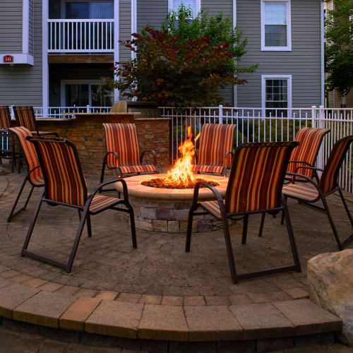 Poolside firepit at Columbus Station Apartments at Town Center, Virginia Beach, Virginia