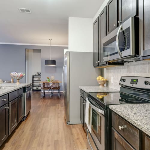Kitchen in a home at Creekside at Greenlawn Apartment Homes in Columbia, South Carolina