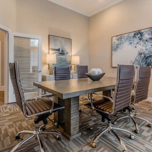 Conference table in the business center at The Livingston in Plano, Texas