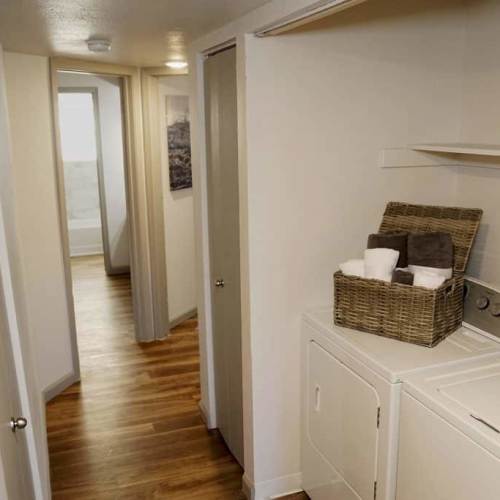 In-home washer and dryer at GrandView @ Flatirons in Louisville, Colorado