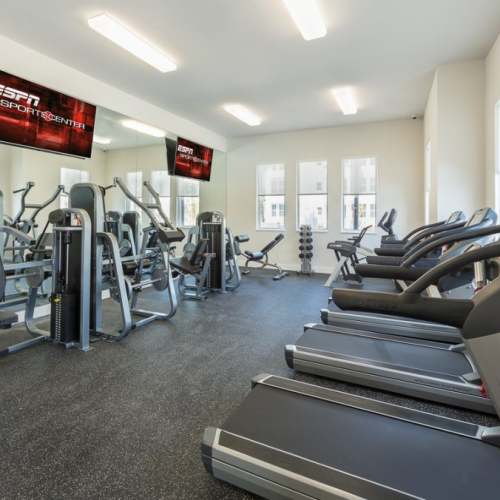 Well-equipped fitness center at The Olivia in Homestead, Florida