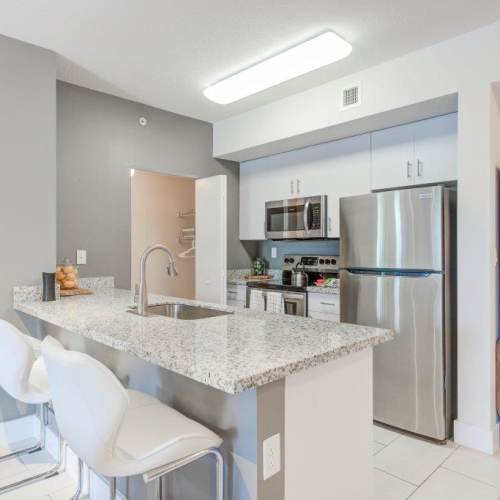 Apartment kitchen at The Olivia in Homestead, Florida