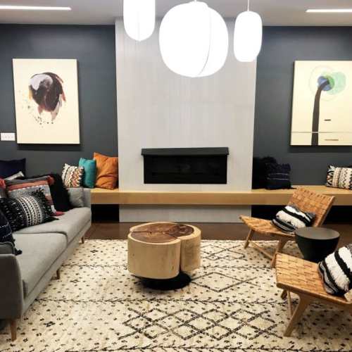 Modern living room with vibrant lights at Attwell Off Main in Tigard, Oregon