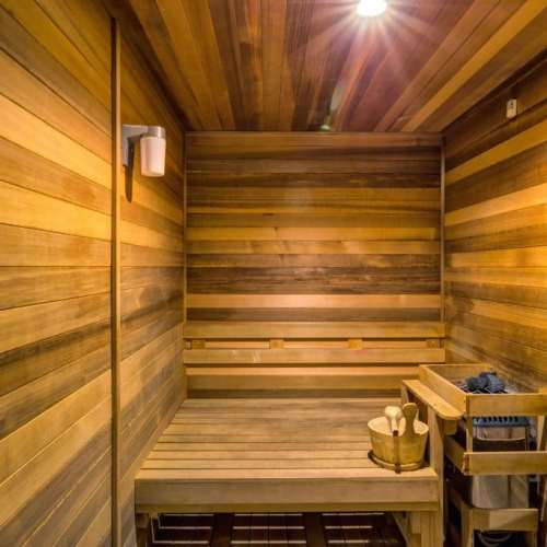 Sauna room at Club Prado in West Miami, Florida
