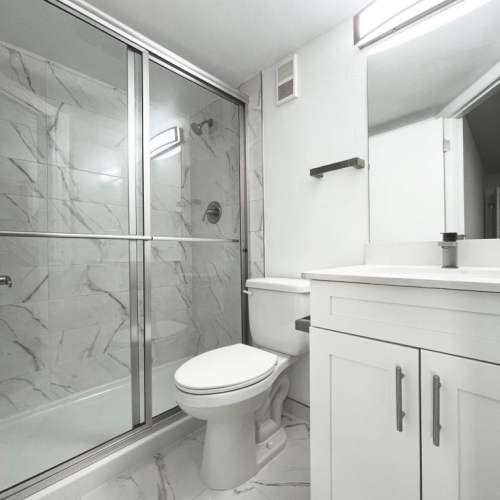 Bright bathroom at Emerald Grove in Orlando, Florida, 