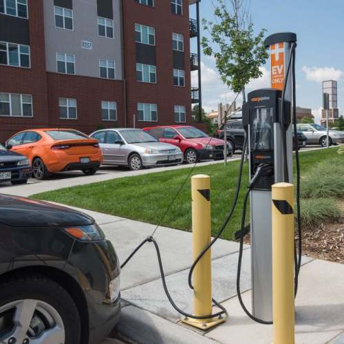 Charging station at Elevation @ County Line Station in Englewood, Colorado