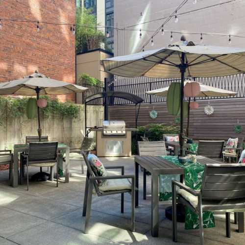 Outside seating area at The Cameron in Portland, Oregon