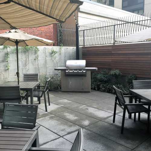 Outside grilling station at The Cameron in Portland, Oregon