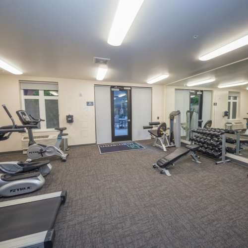 Fitness center with gym equipment at The Cameron in Portland, Oregon