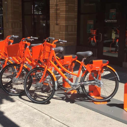 Bike rack at The Cameron in Portland, Oregon