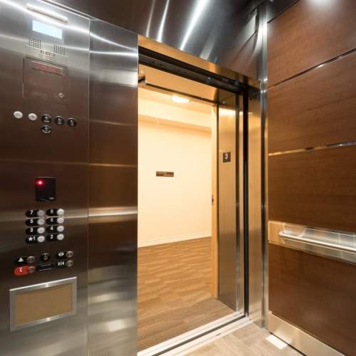 Elevator of community at The Cameron in Portland, Oregon 