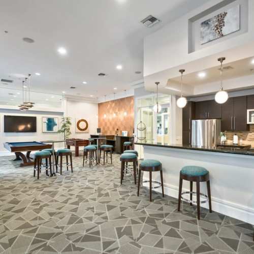 Demonstration kitchen in the clubhouse at Solero at Plantation in Plantation, Florida