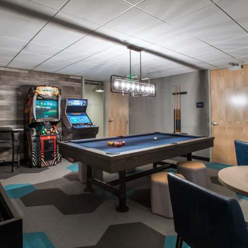 Games in the clubhouse at LoHi Gold in Denver, Colorado