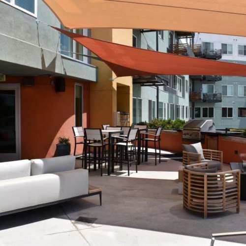 Outdoor lounge area at LoHi Gold in Denver, Colorado