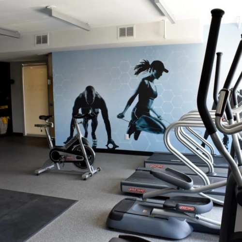 Treadmills in the fitness center at LoHi Gold in Denver, Colorado
