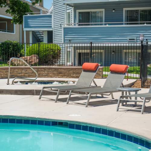 High-end swimming pool at Walker Landing in Aurora, Colorado,  