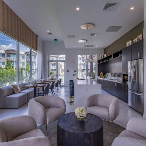 Clubhouse seating area at Palm Beach Preserve in West Palm Beach, Florida 