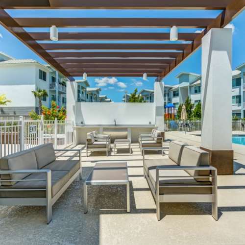 Cabana with seating area at Palm Beach Preserve in West Palm Beach, Florida 