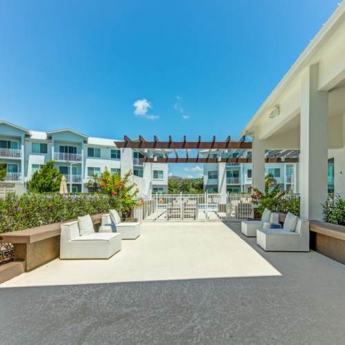 Outside lounge area at Palm Beach Preserve in West Palm Beach, Florida 