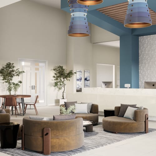 Comfortable seating for residents in the social lounge at Addison Square in Viera, Florida