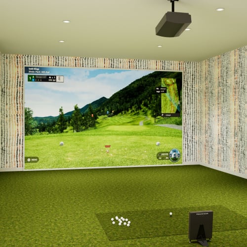 The community virtual golf room at Addison Square in Viera, Florida