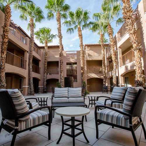 Outdoor seating area at Court in Las Vegas, Nevada