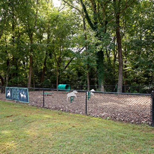 The on-site dog park at Dwell at Carmel in Charlotte, North Carolina