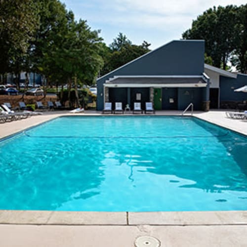 A swimming pool at Dwell at Carmel in Charlotte, North Carolina