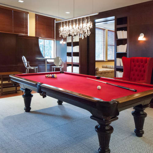 Pool table in the billiards lounge at Eleven80 in Newark, New Jersey
