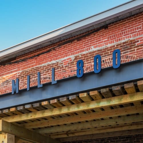 Sign for Mill 800 in Winston-Salem, North Carolina