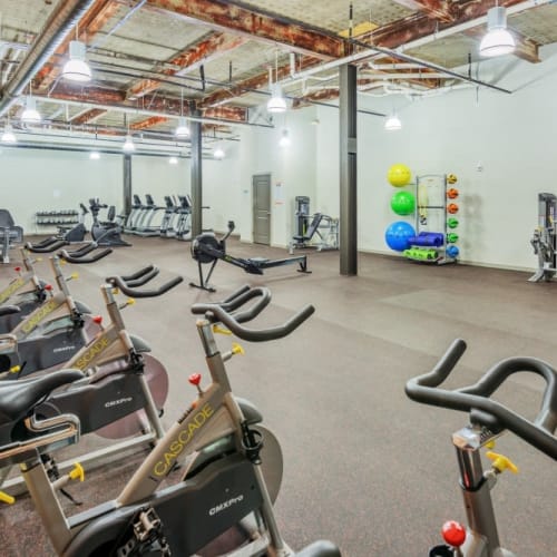 Fitness center at Mill 800 in Winston-Salem, North Carolina