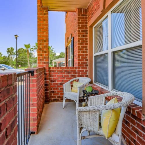 Private patio at Oceanaire Apartments in Biloxi, Mississippi