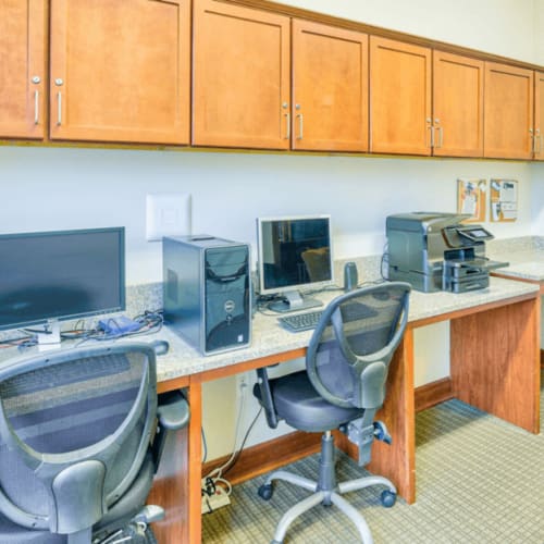 Business center at The Lofts At Reynolds Village in Asheville, North Carolina