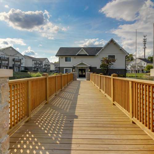 Boardwalk leading up to the clubhouse at Hickory Lake in Antioch, Tennessee