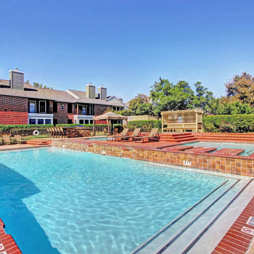 Sparkling swimming pool at The Flats on San Felipe in Austin, Texas