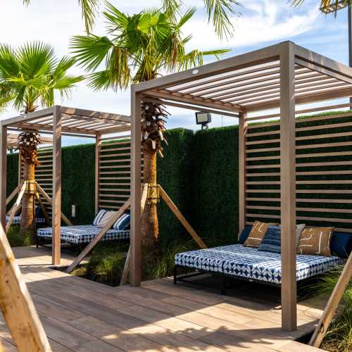 Cabanas for lounging at The Station at San Marco in Jacksonville, Florida