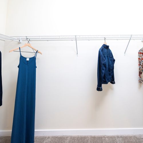 Walk-in closet in a model home at The Station at San Marco in Jacksonville, Florida