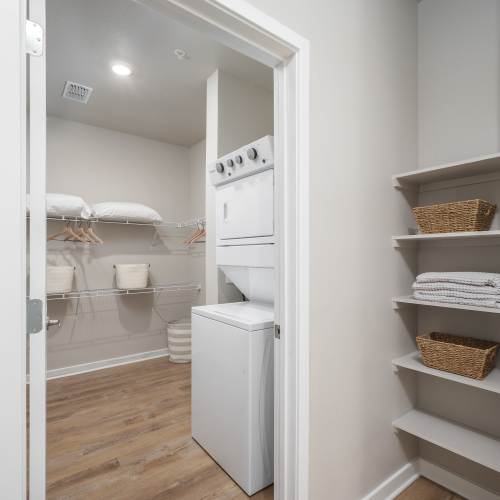 In-home washer and dryer in a model home at The Residences at Enso in Jacksonville, Florida