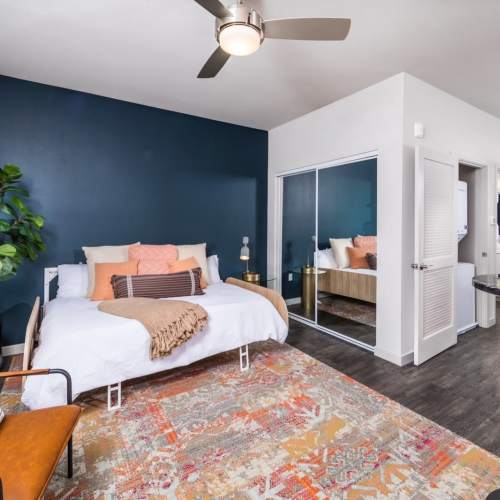 Cozy bedroom at Reno Experience District in Reno,